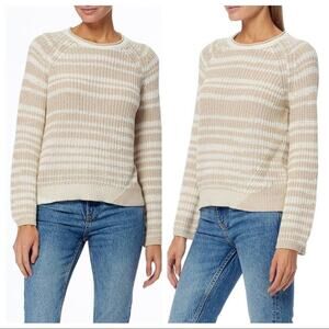 360 Sweater Amethyst Striped Pullover Sweater Hemp/Optic White Size S